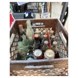 LOT OF MIXED VINTAGE COKE BOTTLES ETC IN CRATE