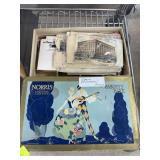 BOX OF EARLY POSTCARDS AND STAMPS