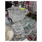 LARGE CRYSTAL PUNCH BOWL AND LUNCHEON PLATE