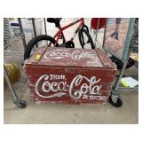 COCA COLA CRATE W CONTENTS HAND PAINTED / BOTTLES