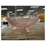 VINTAGE PINK FOOTED GLASS BOWL  ALIG IMPERIAL