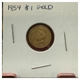 1854 $1 GOLD TYPE 2 COIN