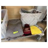 WOOL & LOT OF MIXED CLOTHES BLANKET HATS