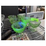 VASELINE GLASS DESSERT GLASSES GEORGIAN LOVEBIRDS