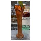 VINTAGE CARNIVAL GLASS VASE FENTON SWUNG RIBBED