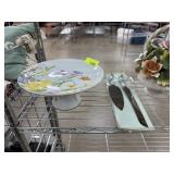 PORCELAIN CAKE STAND & UTENSILS SEATTLE CUP