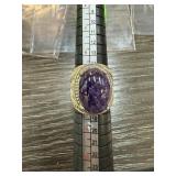 CHINESE PURPLE STONE CABOCHON RING