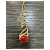 RED JADE SWAN NECKLACE