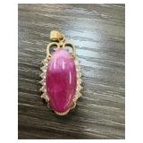 PINK JADE CABOCHON PENDANT
