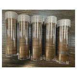 LOT OF 5 ROLLS WHEAT PENNIES CENTS
