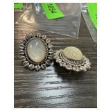 LARGE STERLING SILVER CABOCHON EARRINGS