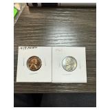1958 PROOF WHEAT CENT & 1962 JEFFERSON NICKEL
