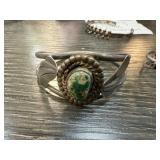 LARGE STERLING SILVER & TURQUOISE CUFF BRACELET