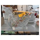 CRYSTAL SLEIGH W CANE GLASS