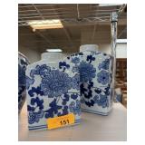2PC BLUE & WHITE VASES 1 IS SMALLER