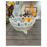 NORTHWOOD SHELL & WILD ROSE OPALESCENT FOOTED BOWL