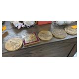 5 PIECE BRONZE MEDALLIONS