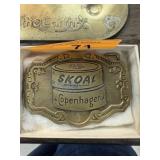 VTG BRASS SKOAL COPENHAGEN BELT BUCKLE HIT LINE