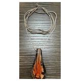 STERLING SILVER CHAIN W ART GLASS PENDANT