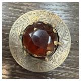 ANTIQUE LARGE GLASS STONE BROOCH AS IS