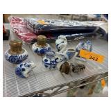 LARGE LOT OF MIXED BLUE & WHITE POTTERY ETC
