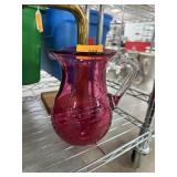 VINTAGE LARGE CRANBERRY GLASS PITCHER