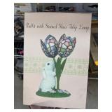 RABBIT W STAINED GLASS TULIP LAMP