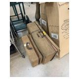 2PC VTG PLATT SUITCASES W COVERINGS