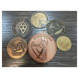LOT OF 6 TOKENS MEDALS