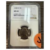 1948-D NGC GRADED MS66 JEFFERSON NICKEL