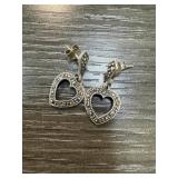 STERLING SILVER MARCASITE  HEART EARRINGS
