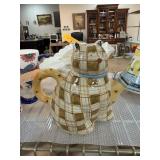 VINTAGE PLAID CAT TEAPOT DEBBIE MUMM SAKURA