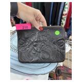 PATRICIA NASH BLACK LEATHER ZIPPERED BAG