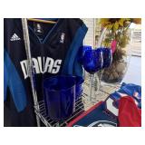 LOT OF COBALT GLASS & LARGE HEAVY VASE