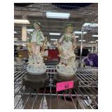 2PC VINTAGE BISQUE PORCELAIN FIGURAL LAMP BASES