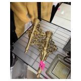 2PC GOLD TONE WALL MOUNT CANDLE HOLDERS