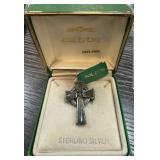SOLD'OR STERLING SILVER CROSS PIN CONNEMARA MARBLE