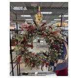 VERY LARGE & NICE CHRISTMAS WREATH W HANGER