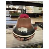 NATIVE AMERICAN BUFFALO POTTERY VASE SIGNED