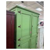 LARGE GREEN CABINET ARMOIRE / BLANKET CHEST