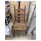 VERY NICE OAK LADDER BACK RUSH BOTTOM CHAIR