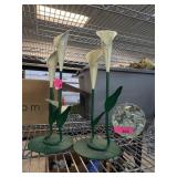 MID CENTURY METAL CALA LILLY VASES