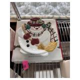 FITZ & FLOYD SNOWMAN CANAPE PLATE
