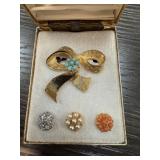 VINTAGE BROOCH W 4PC INTERCHANGEABLE ACCENTS