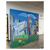 LARGE HAND PAINTED DALLAS SKYLINE BACK DROP