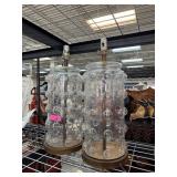 PAIR OF LARGE GLASS BUBBLE LAMPS