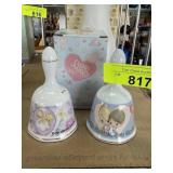 2PC PRECIOUS MOMENTS PORCELAIN BELLS