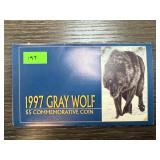 1997 GRAY WOLF $5 COMMEMORATIVE COIN MARSHALL ISLD