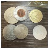 LOT OF 6 MIXED TOKENS