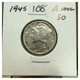 1945 MERCURY SILVER DIME BETTER